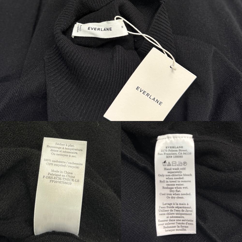 Everlane The Turtle Neck Midi Dress in Cashmere Black size M NWT - Picture 5 of 7